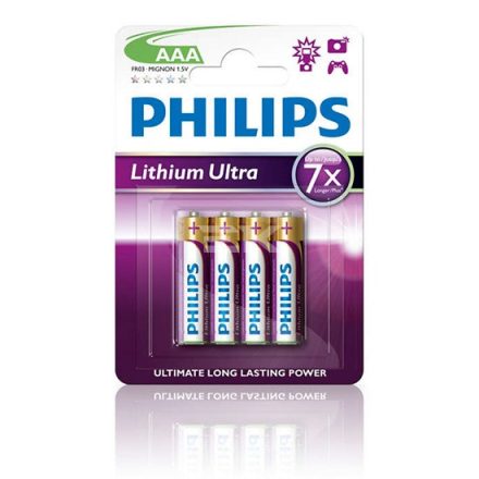 Philips Lítium Ultra Mikro Elem AAA (FR03LB4A/10) (1,5V) B4